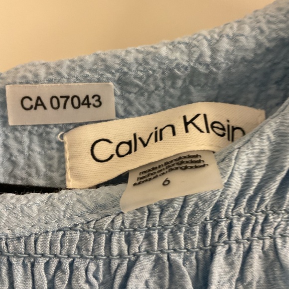 NEW Calvin Klein Blue Smocked & Tiered Sleeveless Dress. - Picture 8 of 9